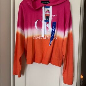 NEW with tags...Calvin Klein Women's Gradient Pink and Orange Hoodie
